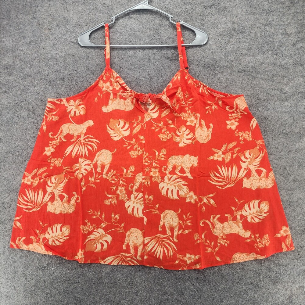 Torrid Shirt Womens 2X Sleeveless Orange Cheetah Cami